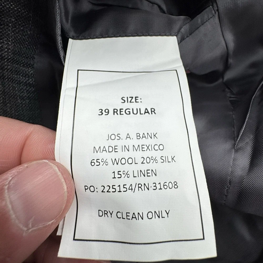 Jos. A. Bank Men's Gray Linen Silk Wool Tailored Fit Blazer Sport Jacket 39R